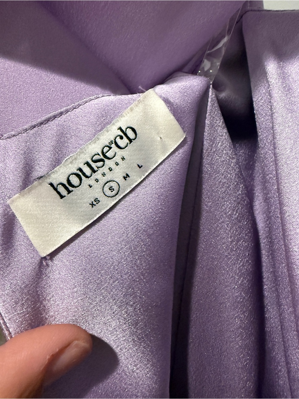 House of CB Lilac Satin Ruched Cutout Mini Dress Balloon Sleeve Date Night Small - Picture 10 of 10